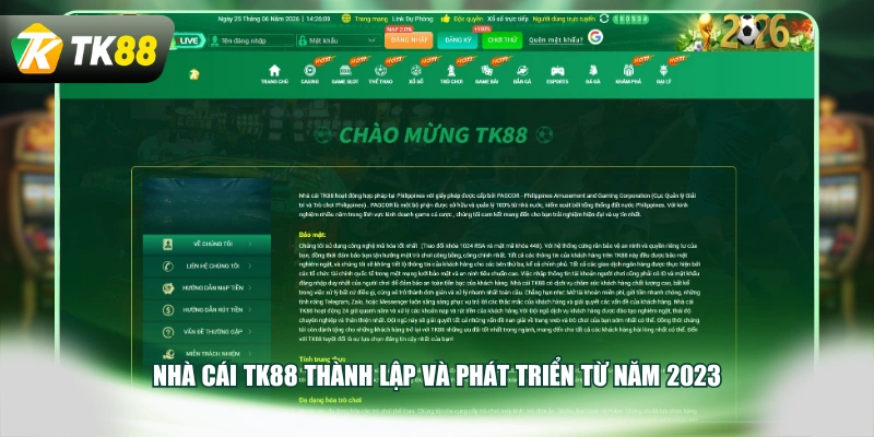 Nhà cái TK88 thành lập và phát triển từ năm 2023